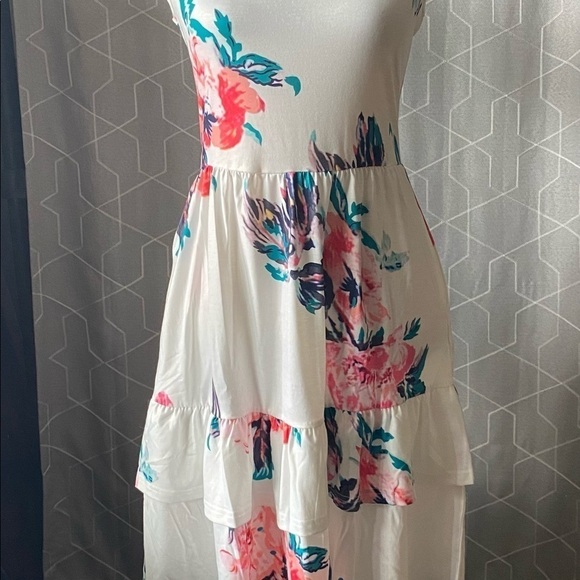 NWT-OUGES-WHITE FLORAL TANK DRESS-SIZE SMALL - Picture 3 of 13